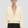 Cardigan cu buzunare tip cablu, de culoare ivoriu
