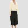 Cardigan cu buzunare tip cablu, de culoare ivoriu