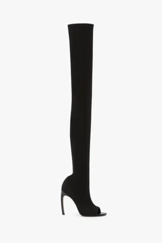 Cizme Harlow din jersey elastic cu vârf decupat, 100, negru