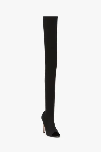 Cizme Harlow din jersey elastic cu vârf decupat, 100, negru