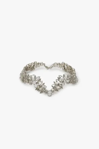 Colier tip choker cu cristale, argintiu Colier tip choker cu cristale, argintiu