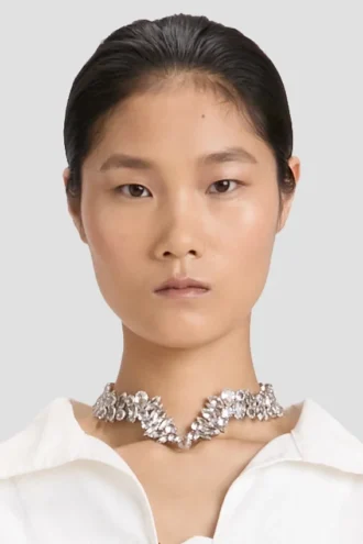 Colier tip choker cu cristale, argintiu Colier tip choker cu cristale, argintiu