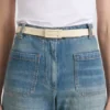 Curea Dorian în nuanțe de aceeași culoare, din piele netedă de culoare ivoriu Curea Dorian în nuanțe de aceeași culoare, din piele netedă de culoare ivoriu