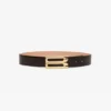 Curea Jumbo Dorian din piele cu imprimeu croc de culoare ciocolată Curea Jumbo Dorian din piele cu imprimeu croc de culoare ciocolată