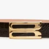 Curea Jumbo Dorian din piele cu imprimeu croc de culoare ciocolată Curea Jumbo Dorian din piele cu imprimeu croc de culoare ciocolată