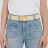 Curea Jumbo Dorian din piele granulată de culoare ivoriu Curea Jumbo Dorian din piele granulată de culoare ivoriu