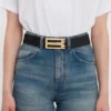 Curea Jumbo Dorian din piele neagră cu textură Curea Jumbo Dorian din piele neagră cu textură