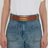Curea Jumbo Dorian din piele netedă de culoare maro deschis Curea Jumbo Dorian din piele netedă de culoare maro deschis