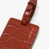Etichetă pentru bagaje din piele cu imprimeu croc în nuanță roșu cărămiziu Etichetă pentru bagaje din piele cu imprimeu croc în nuanță roșu cărămiziu