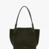 Geantă tote The Victoria din piele de căprioară de culoare măslinie închisă Geantă tote The Victoria din piele de căprioară de culoare măslinie închisă