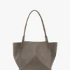 Geantă tote The Victoria din piele de căprioară gri pietricică Geantă tote The Victoria din piele de căprioară gri pietricică