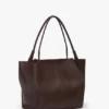 Geantă tote The Victoria mare din piele burgundă Geantă tote The Victoria mare din piele burgundă