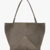 Geantă tote The Victoria mare din piele de căprioară gri pietricică Geantă tote The Victoria mare din piele de căprioară gri pietricică