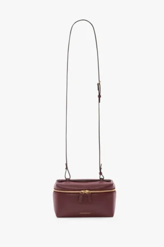 Geantă Vanity Crossbody din piele burgundă