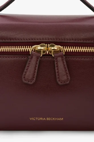 Geantă Vanity Crossbody din piele burgundă