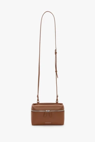 Geantă Vanity Crossbody din piele maro închis