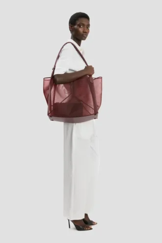 Geantă Victoria Tote mare din plasă burgundă
