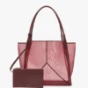Geantă Victoria Tote mare din plasă burgundă Geantă Victoria Tote mare din plasă burgundă