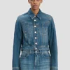 Jachetă din denim în nuanță de albastru mediu Jachetă din denim în nuanță de albastru mediu