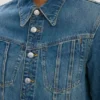 Jachetă din denim în nuanță de albastru mediu Jachetă din denim în nuanță de albastru mediu