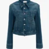 Jachetă din denim în nuanță de albastru mediu Jachetă din denim în nuanță de albastru mediu