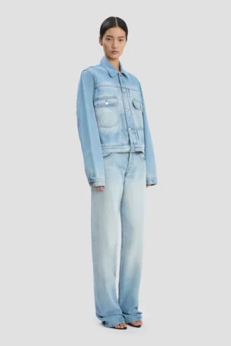 Jachetă trucker din denim în albastru tradițional