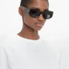 Ochelari de soare cu detaliu monogramă, negri Ochelari de soare cu detaliu monogramă, negri