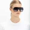 Ochelari de soare cu mască stratificată în gradient negru Ochelari de soare cu mască stratificată în gradient negru
