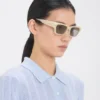Ochelari de soare din acetat în marmură de fildeș Ochelari de soare din acetat în marmură de fildeș