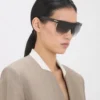 Ochelari de soare din metal sculptat și acetat, cu partea superioară plată Ochelari de soare din metal sculptat și acetat, cu partea superioară plată