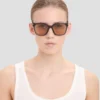 Ochelari de soare supradimensionați din acetat, în albastru transparent Ochelari de soare supradimensionați din acetat, în albastru transparent