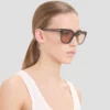 Ochelari de soare supradimensionați din acetat, în albastru transparent Ochelari de soare supradimensionați din acetat, în albastru transparent