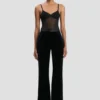 Pantaloni Alina din catifea de culoare midnight Pantaloni Alina din catifea de culoare midnight
