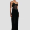 Pantaloni Alina din catifea de culoare midnight Pantaloni Alina din catifea de culoare midnight