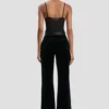 Pantaloni Alina din catifea de culoare midnight Pantaloni Alina din catifea de culoare midnight