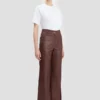 Pantaloni Alina din piele în nuanța burgundy Pantaloni Alina din piele în nuanța burgundy