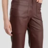 Pantaloni Alina din piele în nuanța burgundy Pantaloni Alina din piele în nuanța burgundy