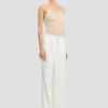 Pantaloni croiți cu croi drept, de culoare ivoriu Pantaloni croiți cu croi drept, de culoare ivoriu