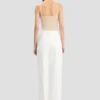 Pantaloni croiți cu croi drept, de culoare ivoriu Pantaloni croiți cu croi drept, de culoare ivoriu