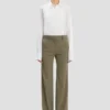 Pantaloni croiți cu croi drept, în nuanță de salvie melanj Pantaloni croiți cu croi drept, în nuanță de salvie melanj