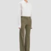 Pantaloni croiți cu croi drept, în nuanță de salvie melanj Pantaloni croiți cu croi drept, în nuanță de salvie melanj