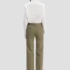 Pantaloni croiți cu croi drept, în nuanță de salvie melanj Pantaloni croiți cu croi drept, în nuanță de salvie melanj