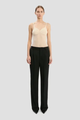 Pantaloni croiți cu croi drept, negri
