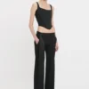 Pantaloni cu bandă din satin, negri Pantaloni cu bandă din satin, negri