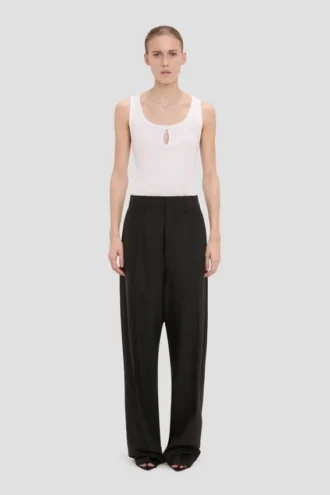 Pantaloni cu croi curbat, negri
