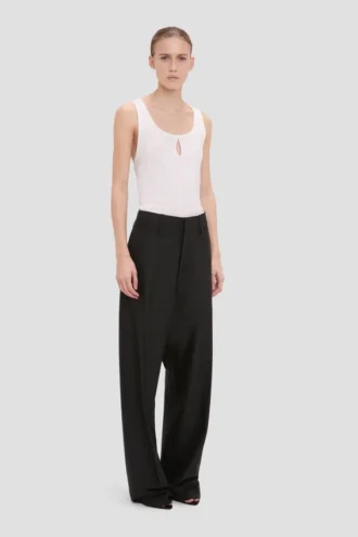 Pantaloni cu croi curbat, negri