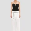 Pantaloni cu croi drept și tiv pliat, în culoarea alb-crem Pantaloni cu croi drept și tiv pliat, în culoarea alb-crem