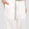 Pantaloni cu croi drept și tiv pliat, în culoarea alb-crem Pantaloni cu croi drept și tiv pliat, în culoarea alb-crem