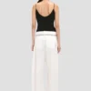 Pantaloni cu croi drept și tiv pliat, în culoarea alb-crem Pantaloni cu croi drept și tiv pliat, în culoarea alb-crem