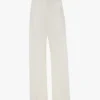 Pantaloni cu croi drept și tiv pliat, în culoarea alb-crem Pantaloni cu croi drept și tiv pliat, în culoarea alb-crem